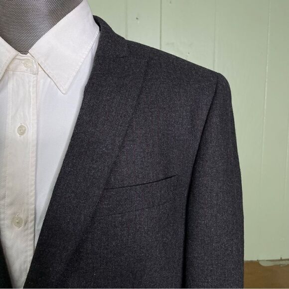 John Varvatos Wool Gray Red Striped Peak‎ Lapel Dual Vent Blazer Jacket 42R - Picture 2 of 12